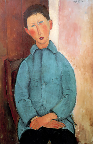 青い上着の少年 [アメデオ・モディリアーニ, 1918年, 「モディリアーニ展」カタログより] パブリックドメイン画像 