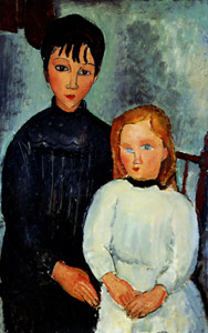 ふたりの少女 [アメデオ・モディリアーニ, 1918年, 「モディリアーニ展」カタログより]のサムネイル画像
