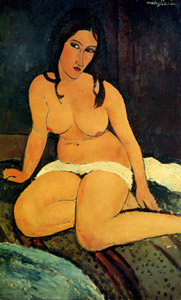 膝をくずして坐る裸婦 [アメデオ・モディリアーニ, 1917年, 「モディリアーニ展」カタログより]のサムネイル画像