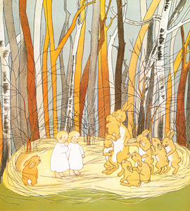 挿絵6 (ふたりの子供とうさぎの家族たち） [ジビュレ・フォン オルファース, うさぎのくにへより]のサムネイル画像