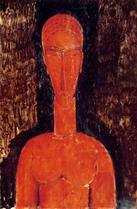 赤い胸像 [アメデオ・モディリアーニ, 1913年, 「モディリアーニ展」カタログより]のサムネイル画像