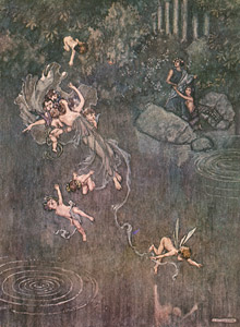 Overon. “And make him with fair aegle break his faith.” (A Midsummer Night’s Dream) [William Heath Robinson, 1914, from The Fantastic Paintings of Charles & William Heath Robinson] Thumbnail Images