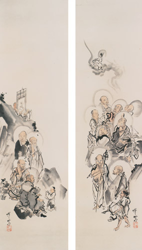 十六羅漢 [河鍋暁斎, 1871-1889年, これぞ暁斎！ ゴールドマンコレクションより] パブリックドメイン画像 