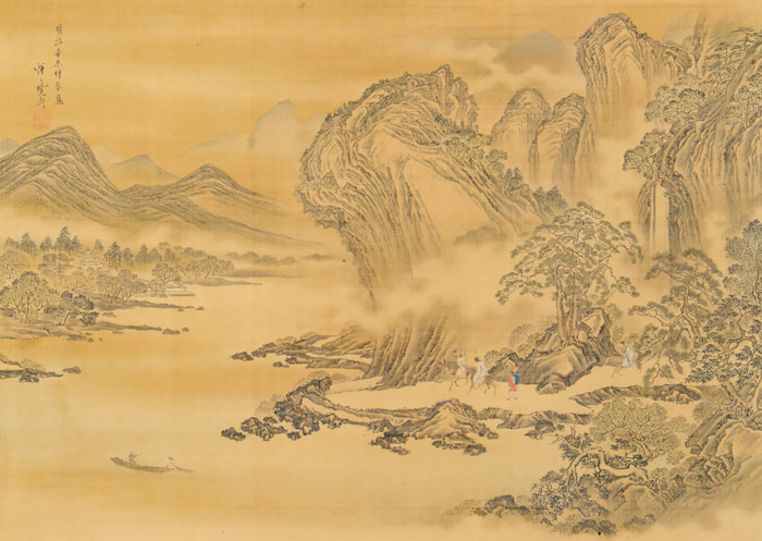 中国山水図 [河鍋暁斎, 1871年, これぞ暁斎！ ゴールドマンコレクションより] パブリックドメイン画像 