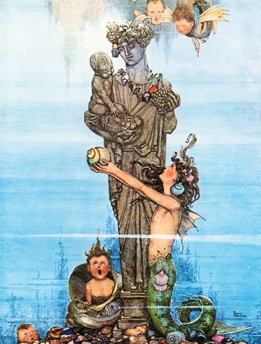 人魚姫の挿絵 [ウィリアム・ヒース・ロビンソン, 1913年, The Fantastic Paintings of Charles & William Heath Robinsonより] パブリックドメイン画像 