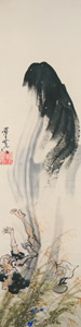 Man stumbling backwards terrified by a ghost [Kawanabe Kyosai, 1871-1889, from This is Kyōsai!] Thumbnail Images