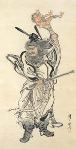 Shōki holding a demon above his head [Kawanabe Kyosai, 1871-1889, from This is Kyōsai!] Thumbnail Images