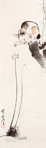 鯰と猫 [河鍋暁斎, 1871-1889年, これぞ暁斎！ ゴールドマンコレクションより] パブリックドメイン画像 