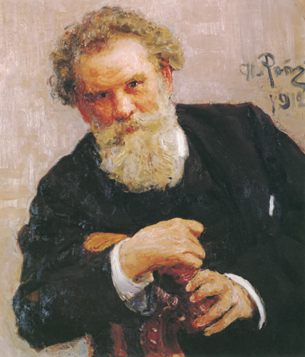 ウラジーミル・コロレンコの肖像 [イリヤ・レーピン, 1912年, 国立トレチャコフ美術館所蔵 レーピン展より] パブリックドメイン画像 