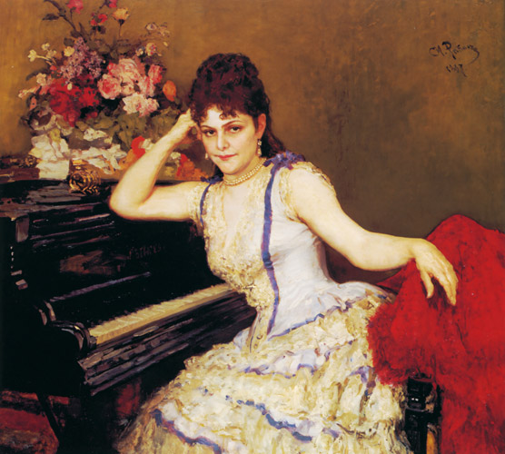 ピアニスト、ゾフィー・メンターの肖像 [イリヤ・レーピン, 1887年, 国立トレチャコフ美術館所蔵 レーピン展より] パブリックドメイン画像 