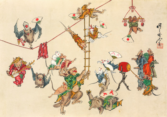 Animal circus [Kawanabe Kyosai, 1871-1889, from This is Kyōsai!]