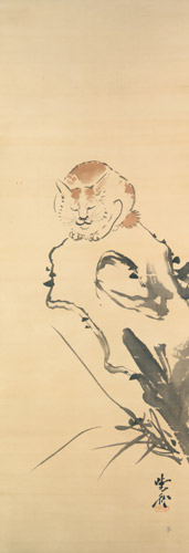 岩に猫 [河鍋暁斎, 1871-1889年, これぞ暁斎！ ゴールドマンコレクションより] パブリックドメイン画像 