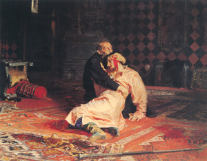 1581年11月16日のイワン雷帝とその息子イワン [イリヤ・レーピン, 1885年, 国立トレチャコフ美術館所蔵 レーピン展より]のサムネイル画像