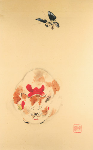 岩に猫 [河鍋暁斎, 1871-1889年, これぞ暁斎！ ゴールドマンコレクションより] パブリックドメイン画像 