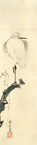 Egret on willow [Kawanabe Kyosai, 1885-1889, from This is Kyōsai!]