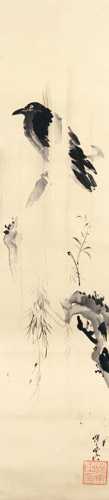 雨中鴉 [河鍋暁斎, 1871-1889年, これぞ暁斎！ ゴールドマンコレクションより] パブリックドメイン画像 