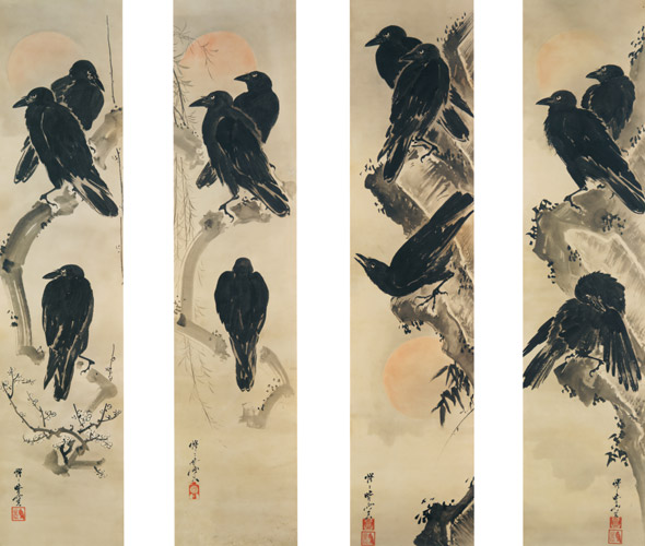 Crows with rising sun [Kawanabe Kyosai, 1871-1889, from This is Kyōsai!]