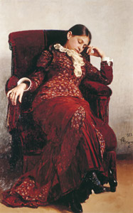 休息 – 妻ヴエーラ・レーピナの肖像 [イリヤ・レーピン, 1882年, 国立トレチャコフ美術館所蔵 レーピン展より]のサムネイル画像