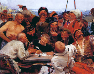 Study for Zaporozhian Cossacks Writing a Letter to the Turkish Sultan [Ilya Repin, 1880, from Ilya Repin: Master Works from The State Tretyakov Gallery] Thumbnail Images
