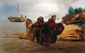 浅瀬を渡る船曳き [イリヤ・レーピン, 1872年, 国立トレチャコフ美術館所蔵 レーピン展より]のサムネイル画像