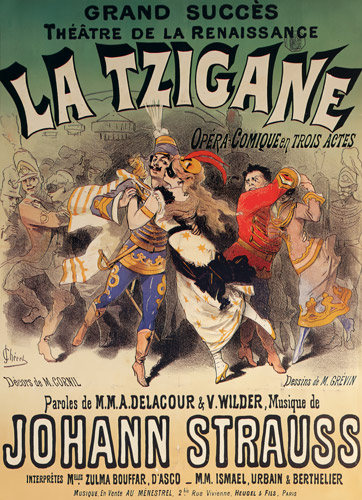 Tzigane, opéra-comique, musique de J. Strauss. Théâtre de la Renaissance [Jules Chéret, 1875, from Jules Chéret Exhibition Catalogue]