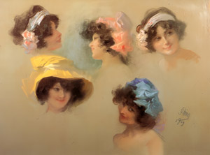 女性頭部の5つの習作 [ジュール・シェレ, 1909年, ジュール・シェレ展より]のサムネイル画像