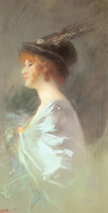羽飾りの帽子の女 [ジュール・シェレ, 1910年, ジュール・シェレ展より]のサムネイル画像