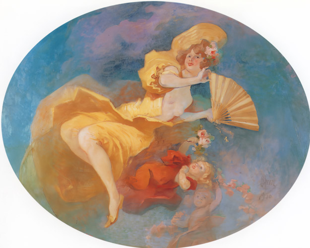 扇を持つ女 [ジュール・シェレ, 1910年, ジュール・シェレ展より] パブリックドメイン画像 