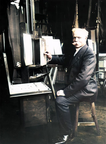 アトリエにて（73歳のジュール・シェレ） [1908年, ジュール・シェレ展より] パブリックドメイン画像 