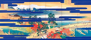 Yugi Region, Folk Song Folding Screen (Left) [Kawai Gyokudō, 1928, from Kawai Gyokudo: in commemoration of the 50th anniversary of his passing] Thumbnail Images