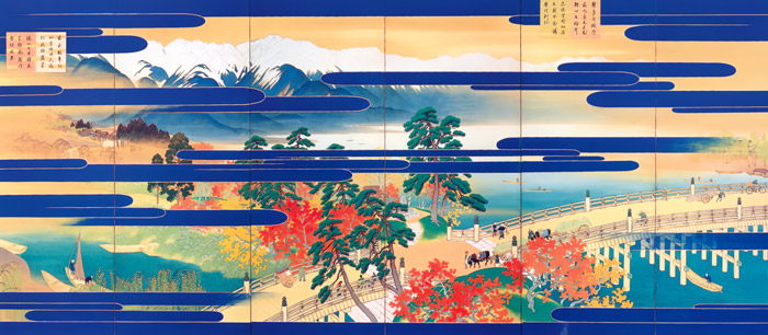Yugi Region, Folk Song Folding Screen (Left) [Kawai Gyokudō, 1928, from Kawai Gyokudo: in commemoration of the 50th anniversary of his passing]