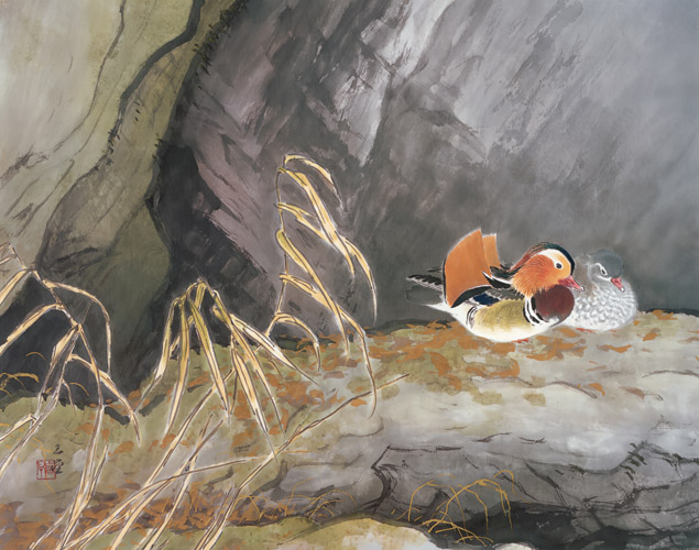 Mandarin Ducks [Kawai Gyokudō, 1957, from Kawai Gyokudo: in commemoration of the 50th anniversary of his passing]