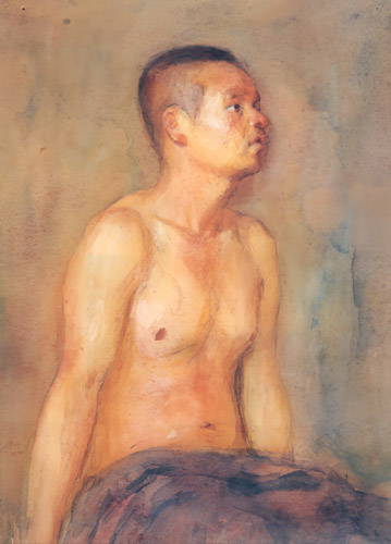男半裸体 [青木繁, 1901年, 没後100年 青木繁展 よみがえる神話と芸術より] パブリックドメイン画像 