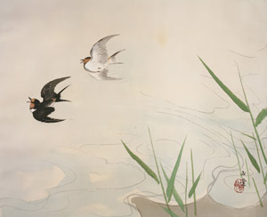 Four Water Themes: Flying Swallows [Kawai Gyokudō, 1953, from Kawai Gyokudo: in commemoration of the 50th anniversary of his passing] Thumbnail Images