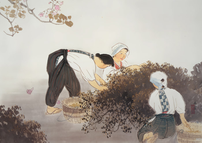 Tea Picking [Kawai Gyokudō, 1951, from Kawai Gyokudo: in commemoration of the 50th anniversary of his passing]