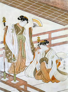 The Sacred Dancers of Yushima-Tenjin Shrine, Onami and Ohatsu [Suzuki Harunobu, 1765-1770, from Musees Royaux d’Art Et d’Histoire, Brussels] Thumbnail Images