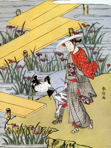Representation (mitate) of Yatsuhashi from the “Tales of Ise” [Suzuki Harunobu, 1765-1770, from Musees Royaux d’Art Et d’Histoire, Brussels] Thumbnail Images
