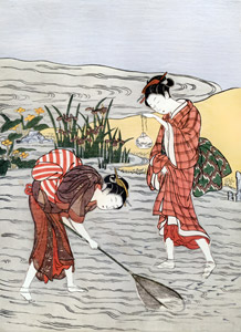 Scooping Killifish with a Net [Suzuki Harunobu, 1765-1770, from Musees Royaux d’Art Et d’Histoire, Brussels] Thumbnail Images