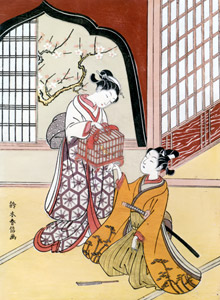 A Couple with a Birdeage [Suzuki Harunobu, 1765-1770, from Musees Royaux d’Art Et d’Histoire, Brussels] Thumbnail Images