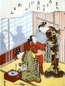 A Year-end Party and a Haiku by Somaru, from the Five Haiku Poets series [Suzuki Harunobu, 1765-1770, from Musees Royaux d’Art Et d’Histoire, Brussels] Thumbnail Images