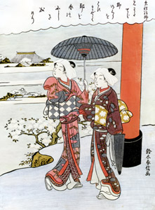 Cherry Blossom-viewing and a Waka by the Priest Sosei [Suzuki Harunobu, 1765-1770, from Musees Royaux d’Art Et d’Histoire, Brussels] Thumbnail Images