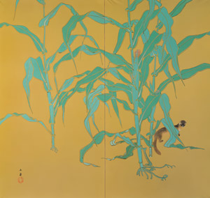 背戸の畑 （左隻） [川合玉堂, 1914年, 没後50年 川合玉堂展より]のサムネイル画像
