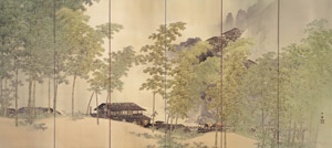 細雨 （右隻） [川合玉堂, 1911年, 没後50年 川合玉堂展より]のサムネイル画像