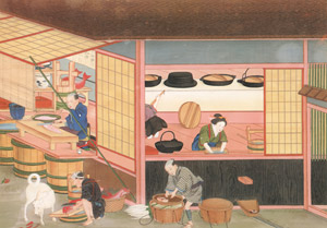 Preparations for a wedding feast [Kawahara Keiga,  from Catalogue of the Exhibition of Keiga Kawahara] Thumbnail Images