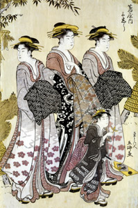 The Courtesan Mishiu of Tsuta-ya Parading in the New Year [Gokyō, 1787-1790, from Musees Royaux d’Art Et d’Histoire, Brussels] Thumbnail Images