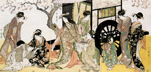 Representation (mitate) of a Court Ox-carriage [Kitagawa Utamaro, 1789-1801, from Musees Royaux d’Art Et d’Histoire, Brussels] Thumbnail Images