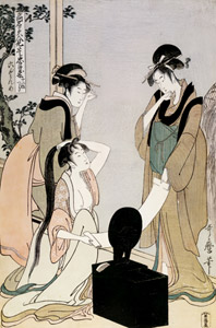 Act 6, from the Famous Beauties in a Representation (mitate) of the ‘Treasury of the 47 Loyal Retainers’ series [Kitagawa Utamaro, c.1789-1801, from Musees Royaux d’Art Et d’Histoire, Brussels] Thumbnail Images