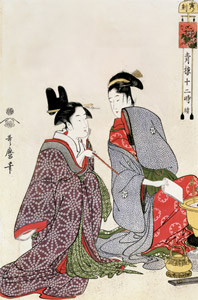 The Hour of the Tiger, from the Twelve Hours in Yoshiwara series [Kitagawa Utamaro, c.1794-1795, from Musees Royaux d’Art Et d’Histoire, Brussels] Thumbnail Images