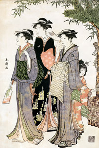 Beauties with Battledores [Katsukawa Shuncho, 1781-1789, from Musees Royaux d’Art Et d’Histoire, Brussels] Thumbnail Images