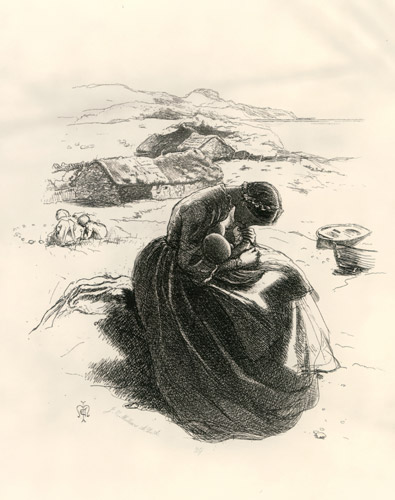 若い母 [ジョン・エヴァレット・ミレー, 1865年, ジョン・エヴァレット・ミレイ展（2008）より] パブリックドメイン画像 